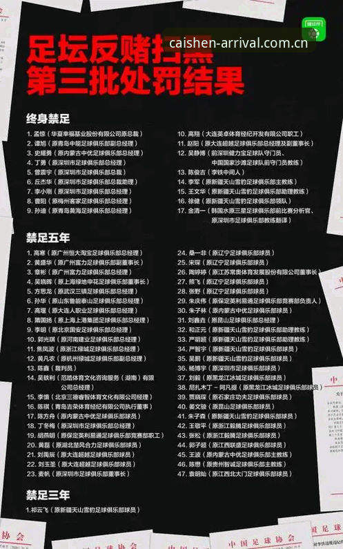 足协第三批禁足名单发布：从新闻事件看中国足球的净化之路——财神到平台用户指南